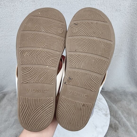 Vionic Shoes Womens  Size 6 Daniela White Leather Strap Cork Sandals *GUC* - Picture 7 of 12